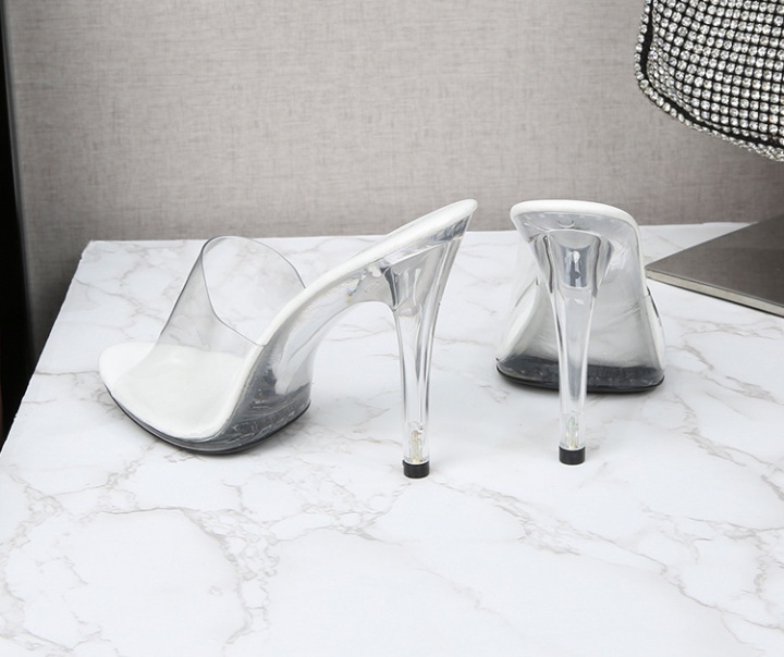 High-heeled transparent sandals sexy large yard shoes