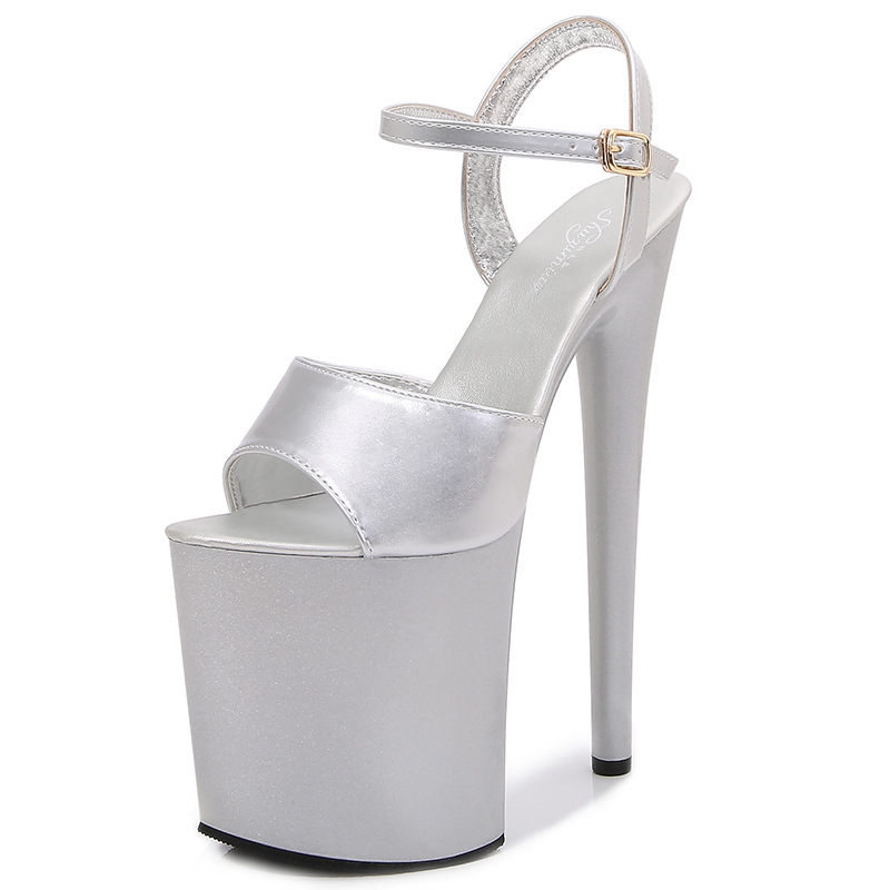 Patent leather sandals fine-root high-heeled shoes for women