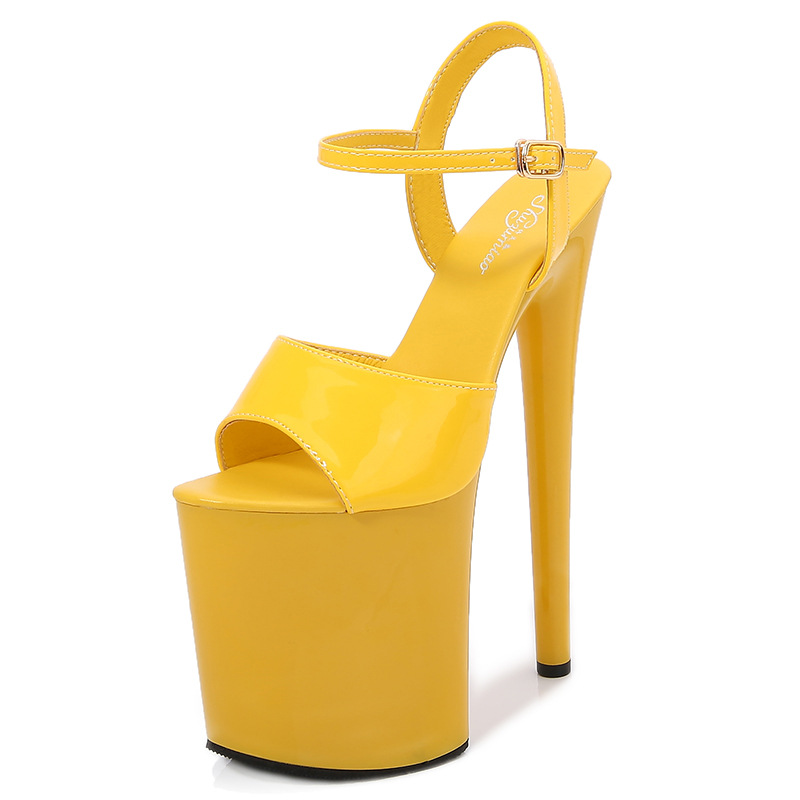 Patent leather sandals fine-root high-heeled shoes for women