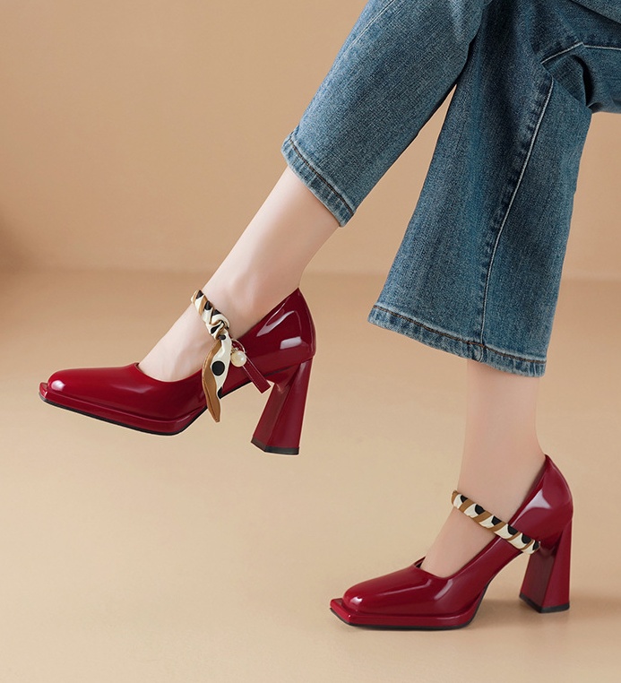 Low high-heeled scarves fine-root wedding shoes for women