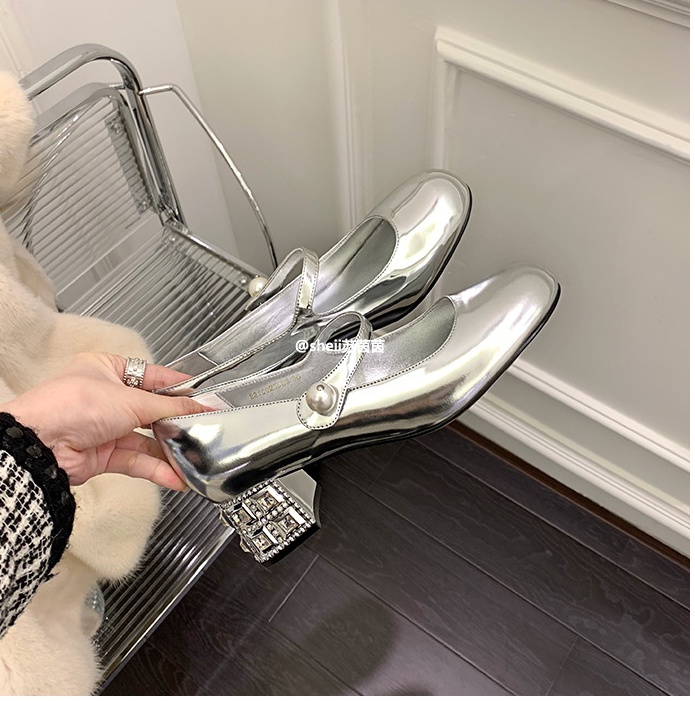 Rhinestone high-heeled shoes spring shoes for women