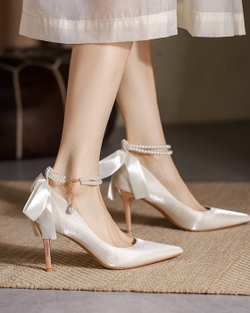 Satin France style shoes bride wedding shoes for women