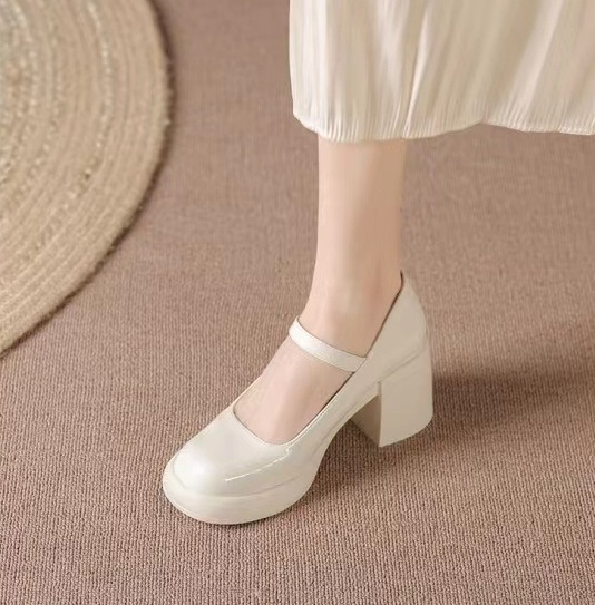 Round fashion high-heeled thick crust shoes