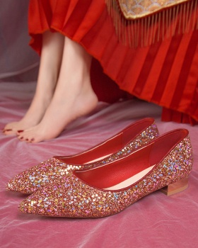 Bride red shoes thick wedding shoes