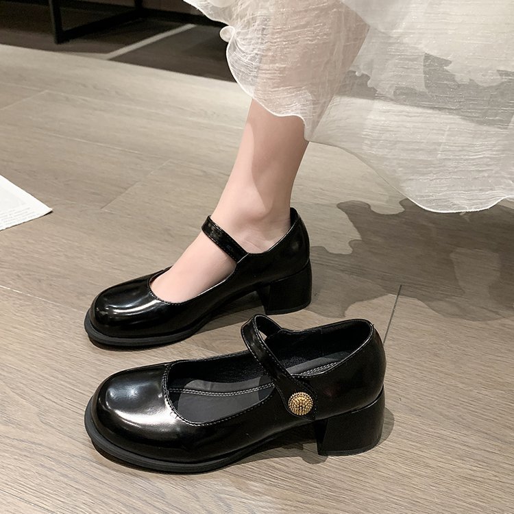 Lady high-heeled high-heeled shoes thick retro shoes