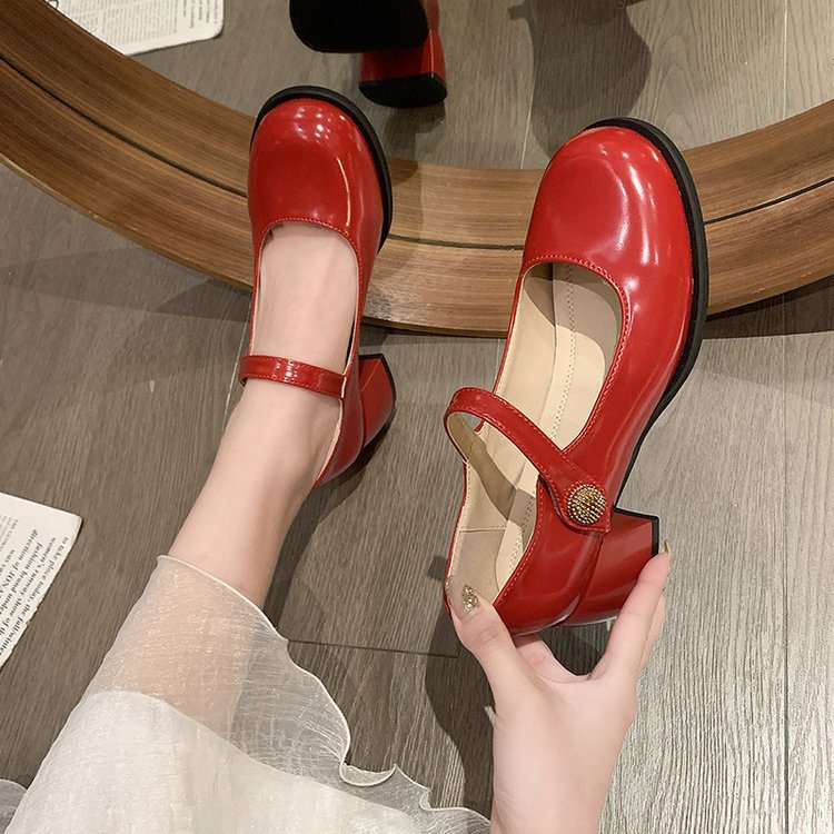 Lady high-heeled high-heeled shoes thick retro shoes
