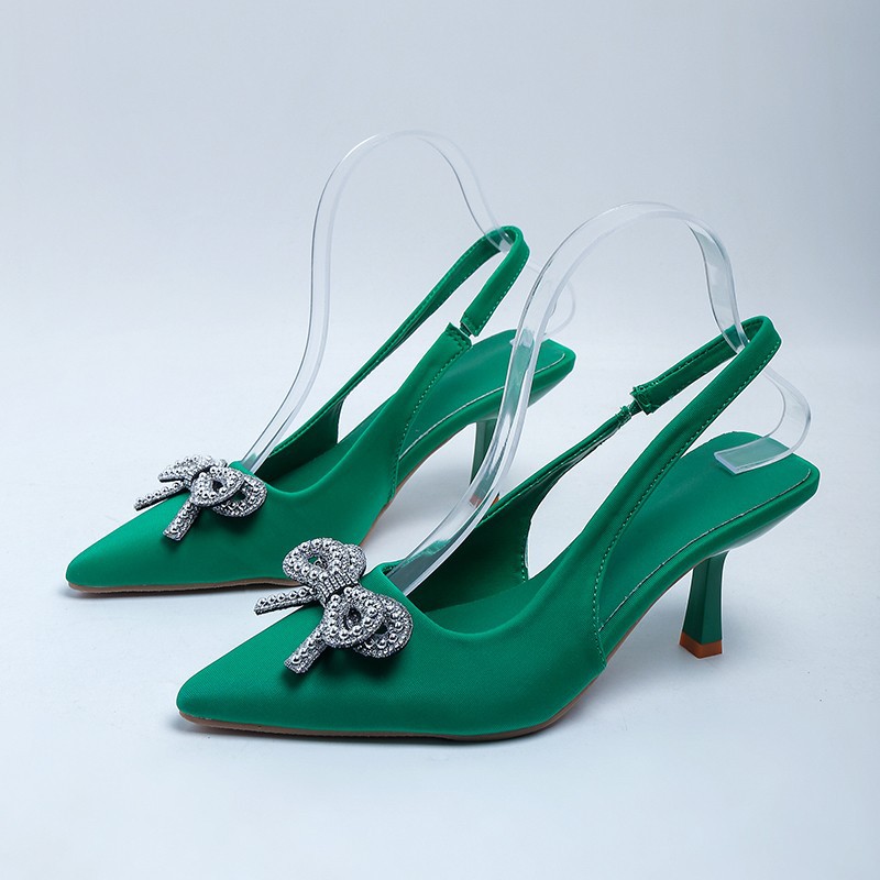 Pointed green high-heeled shoes summer European style sandals