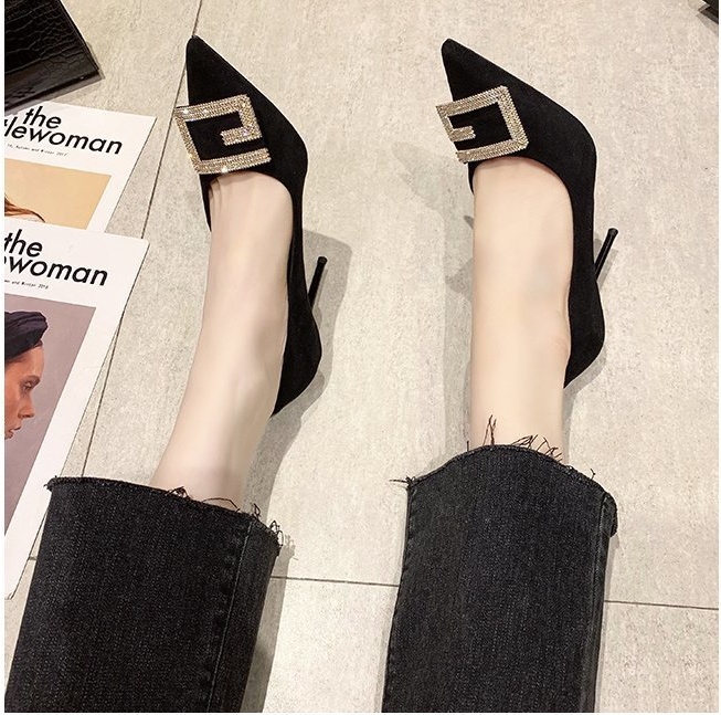 Pointed fine-root footware spring high-heeled shoes for women