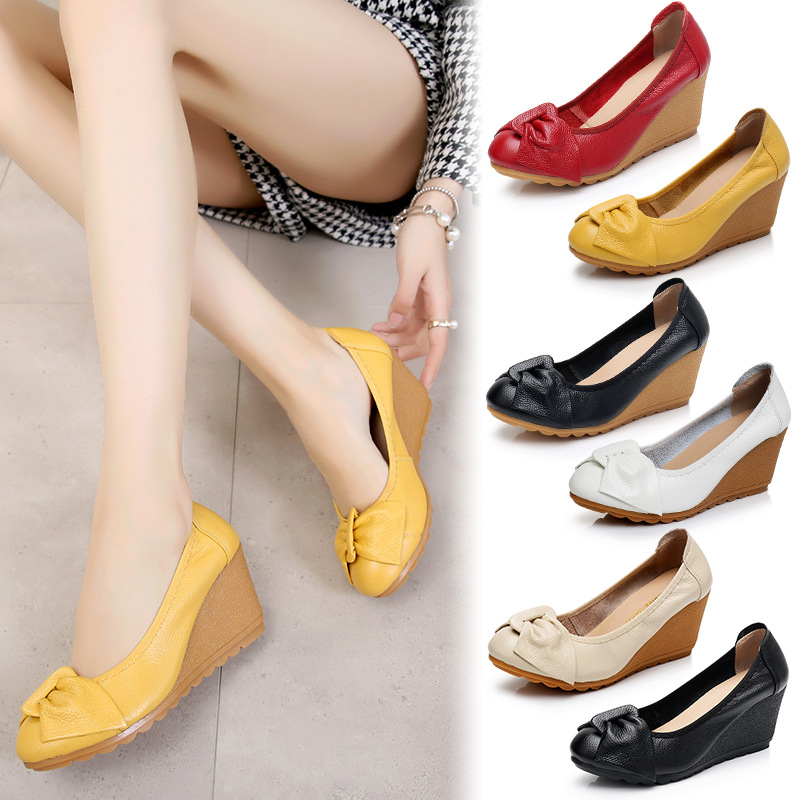 Wear-resisting round buff slipsole soft soles shoes for women