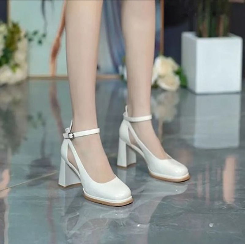 Student leather shoes retro high-heeled shoes