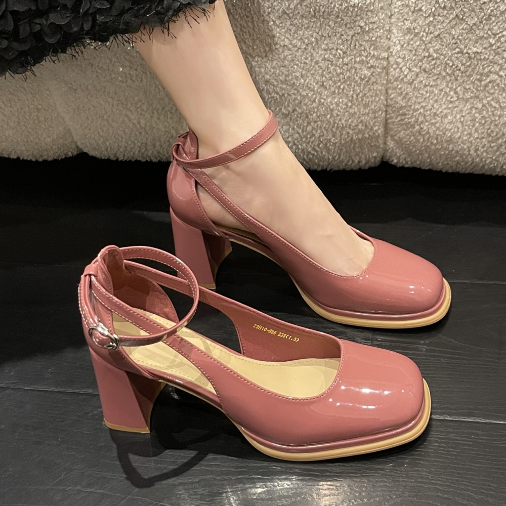 Student leather shoes retro high-heeled shoes