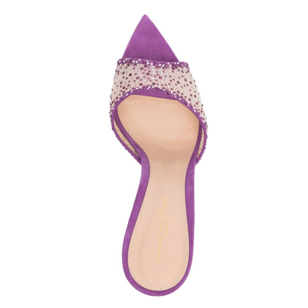 High-heeled rhinestone slippers pointed all-match lazy shoes