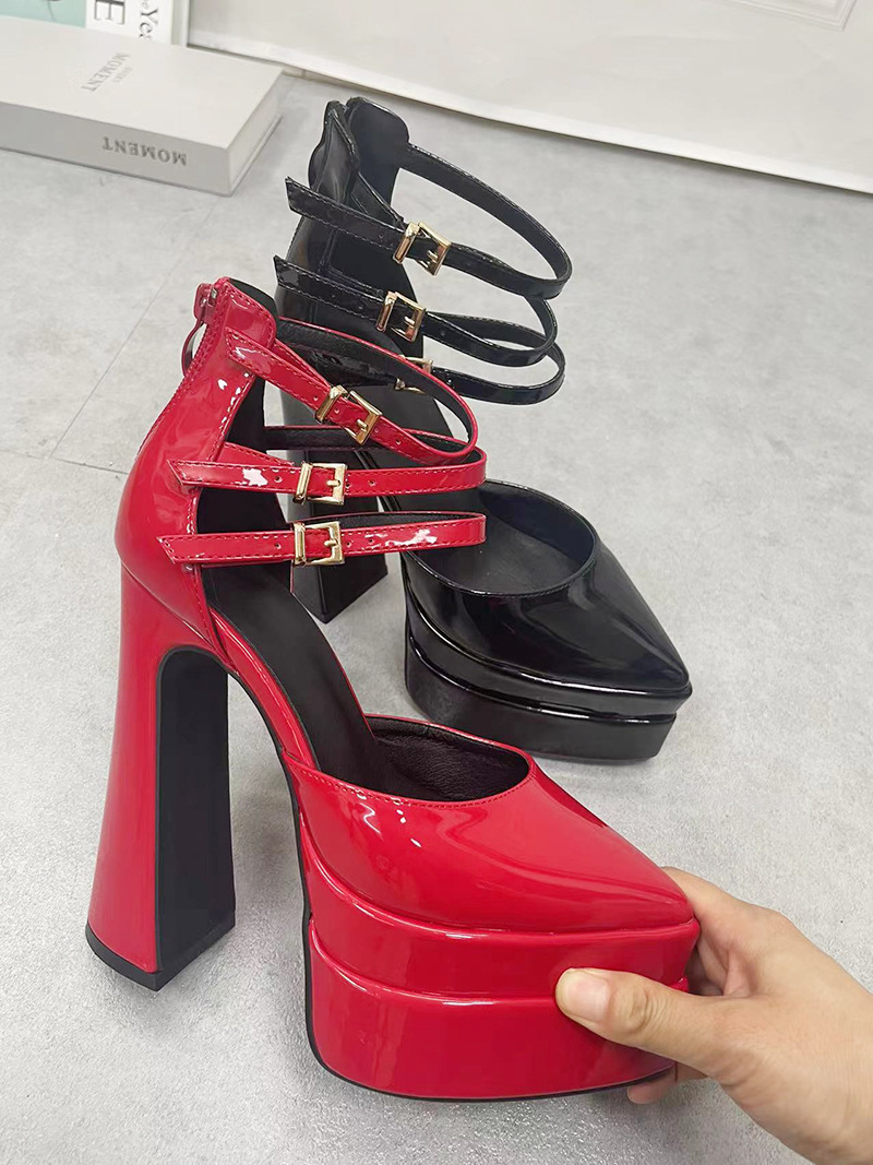 European style thick sandals pointed high-heeled shoes