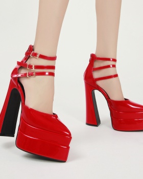 European style thick sandals pointed high-heeled shoes