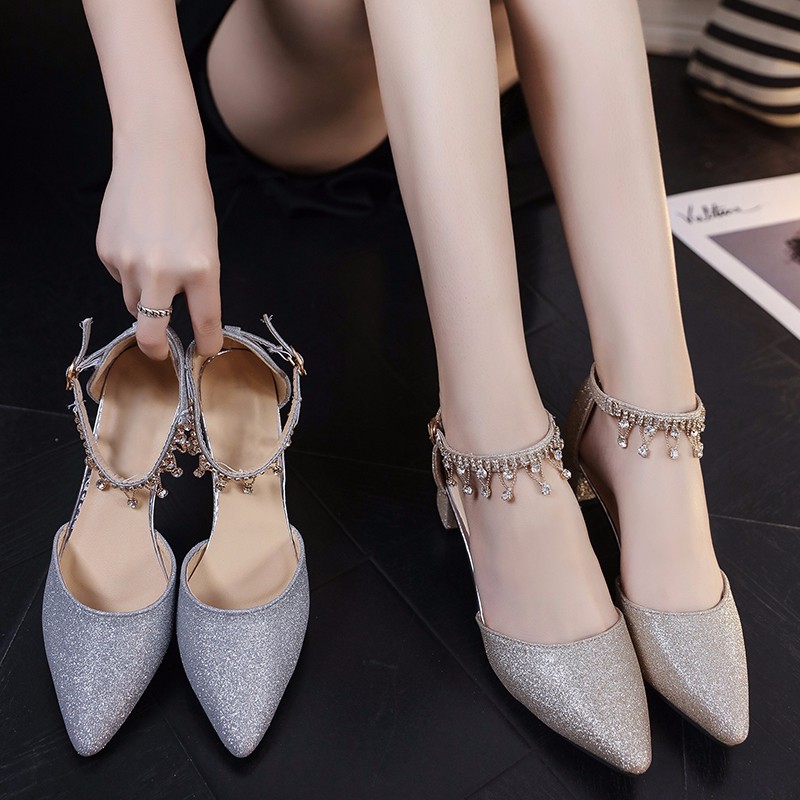 All-match summer thick maiden high-heeled shoes for women