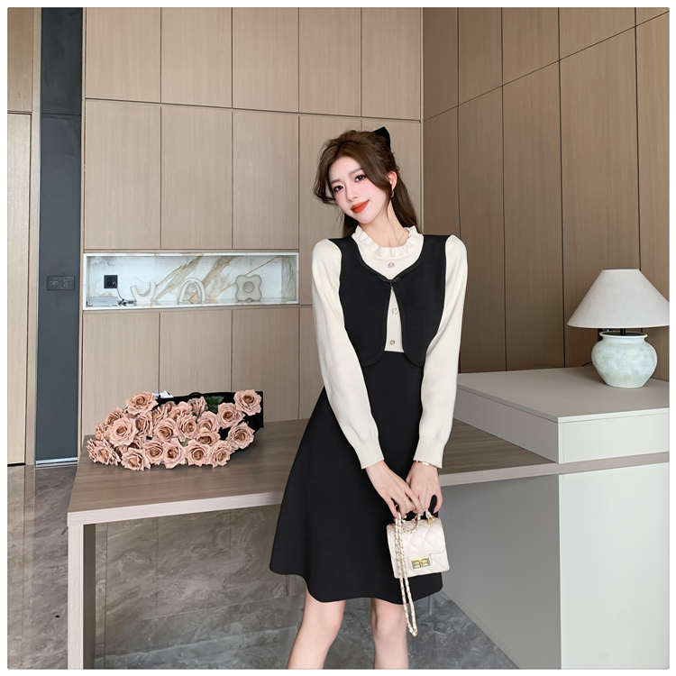 Chanelstyle knitted long sleeve dress for women