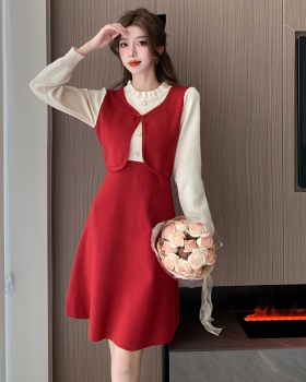 Chanelstyle knitted long sleeve dress for women