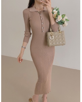 Pure slim long sweater dress knitted temperament dress