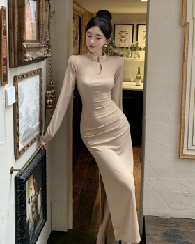 Split sexy slim long dress Chinese style retro formal dress