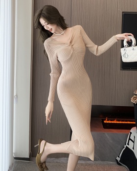 Knitted sweater pit stripe dress for women