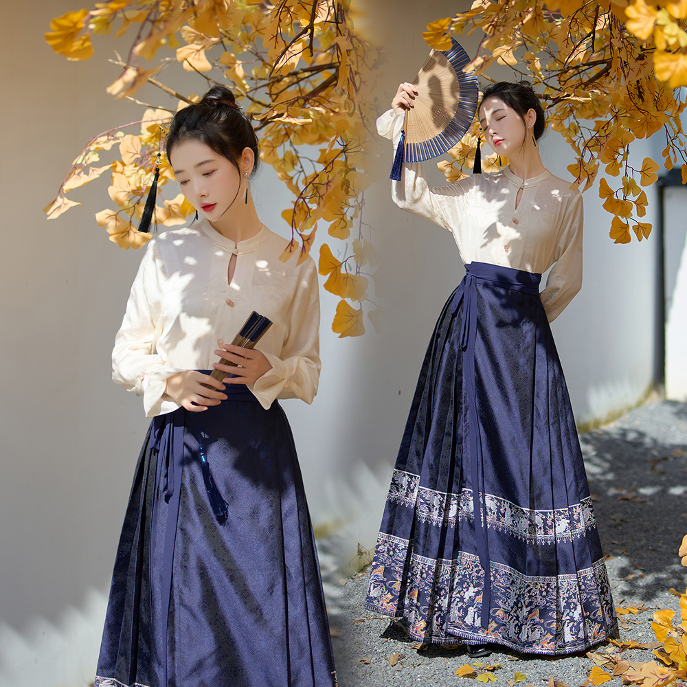 Jacquard Han clothing shirt Chinese style skirt a set