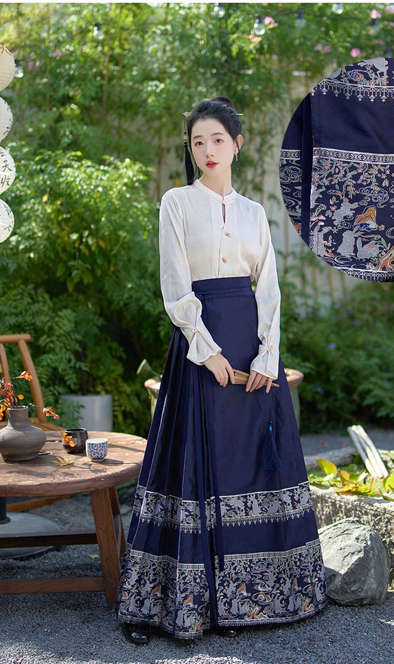 Jacquard Han clothing shirt Chinese style skirt a set