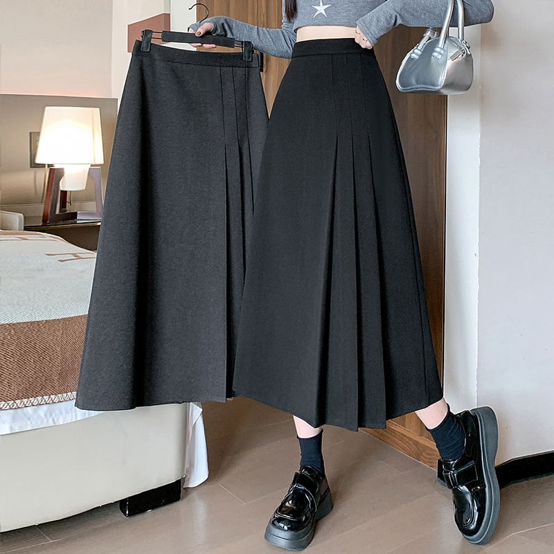 Commuting pleated skirt winter long skirt for women