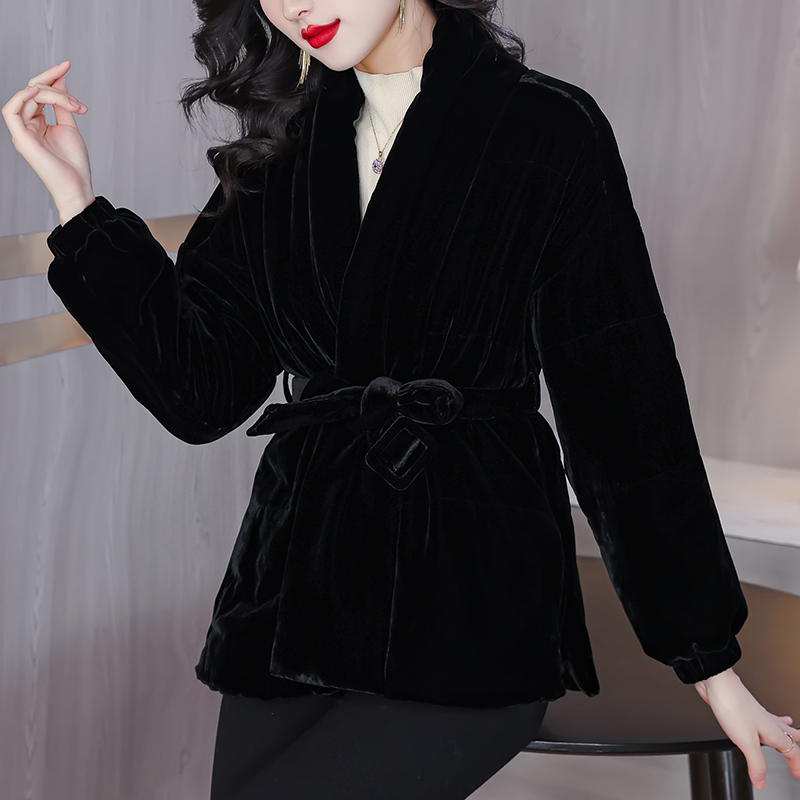 Western style coat real silk cotton coat for women
