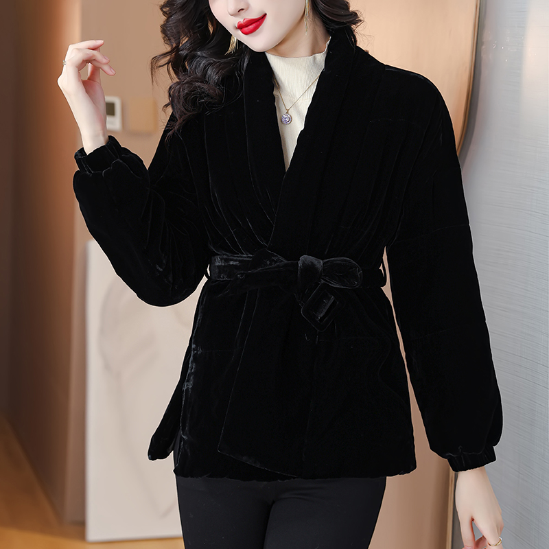 Western style coat real silk cotton coat for women