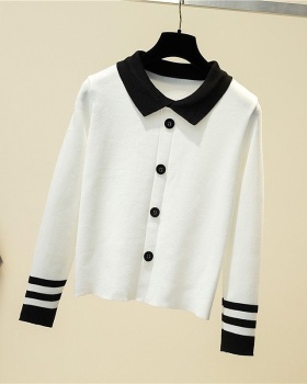 Doll collar mixed colors sweater for women