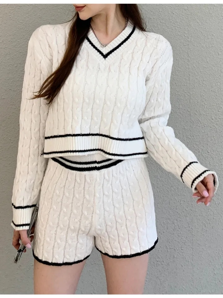 Korean style shorts sweater a set for women