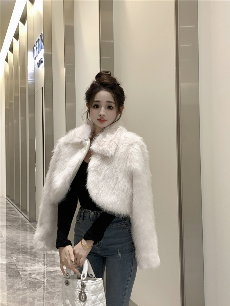 Elmo fur coat imitation of fox fur coat for women