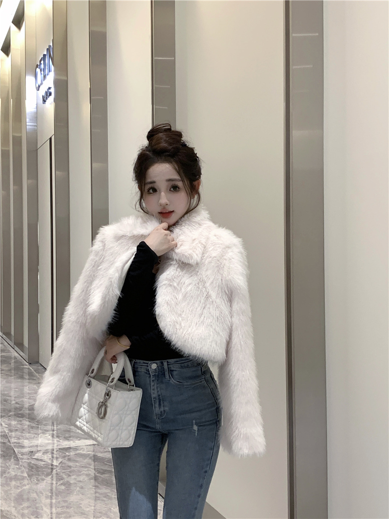 Elmo fur coat imitation of fox fur coat for women