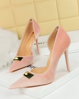 European style low high-heeled fine-root broadcloth shoes for women