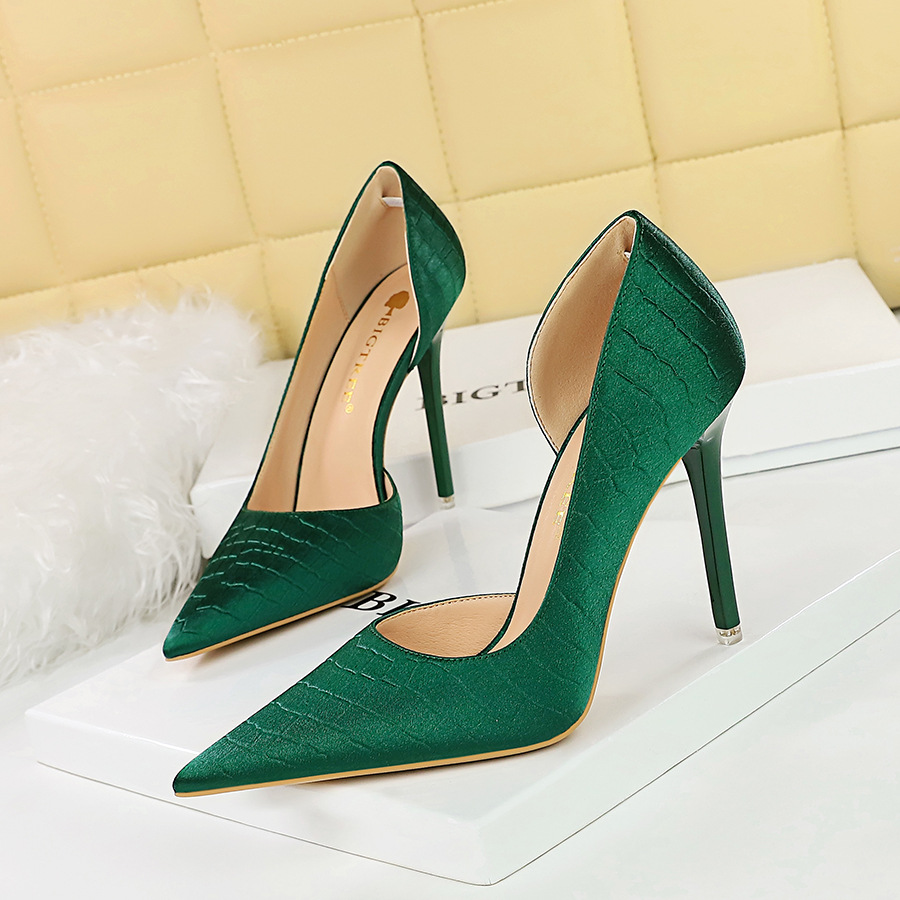 Banquet satin shoes hollow high-heeled shoes for women