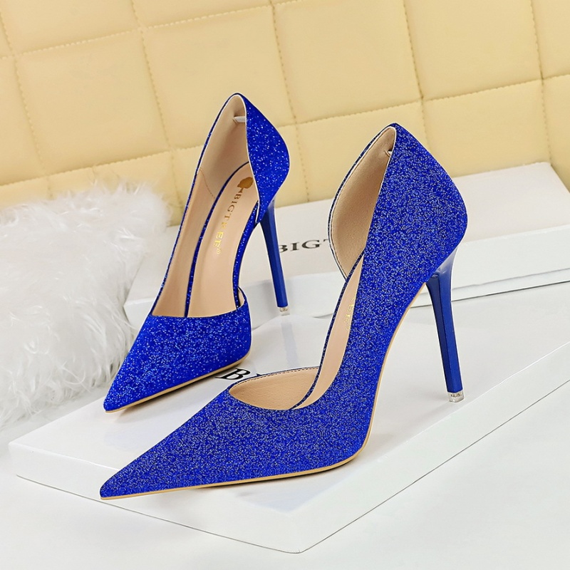 Hollow retro shoes sequins low high-heeled shoes for women