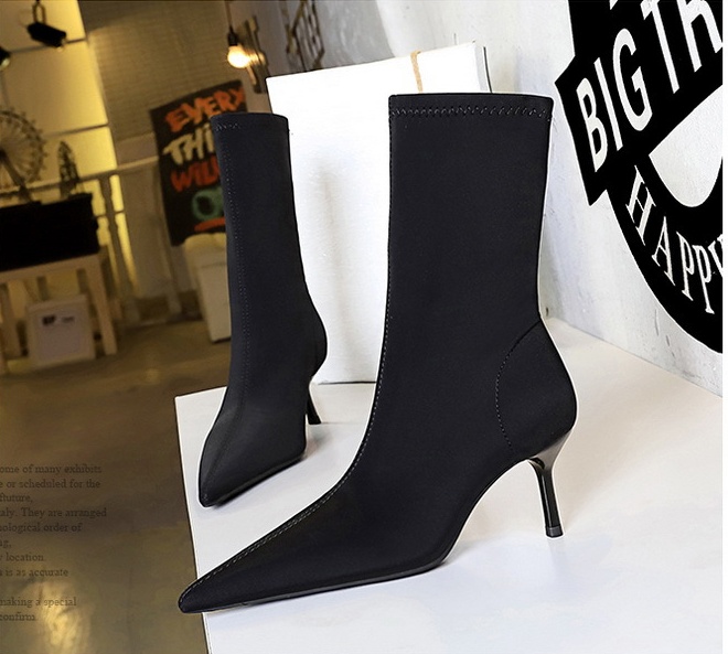 Elasticity short boots pointed women's boots