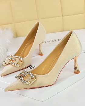 Rhinestone buckle high-heeled shoes pointed shoes for women