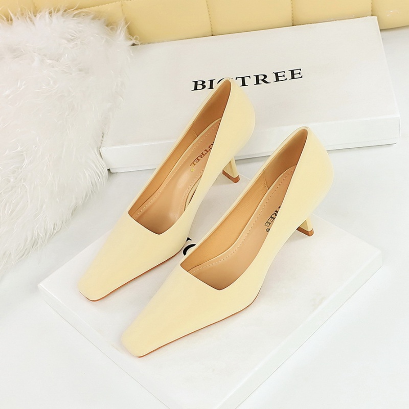 Small square head high-heeled slim shoes for women