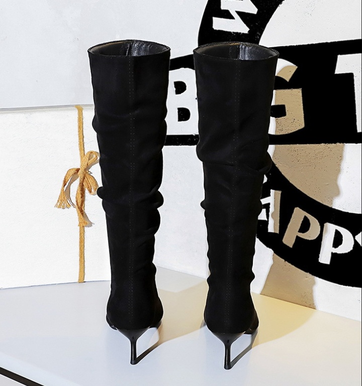 Pointed middle-heel women's boots broadcloth thigh boots