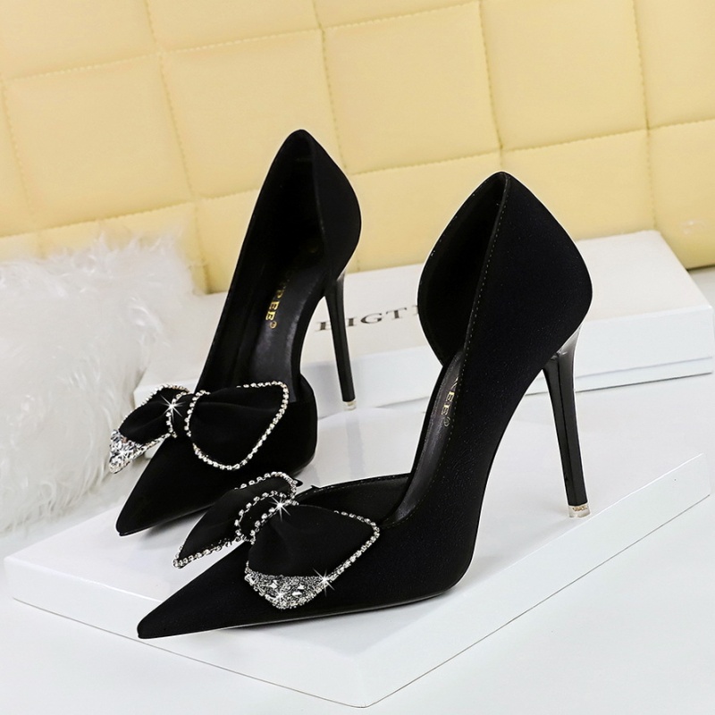 Rhinestone fashion high-heeled shoes bow shoes