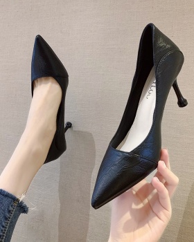 Black buff high-heeled shoes Korean style shoes for women