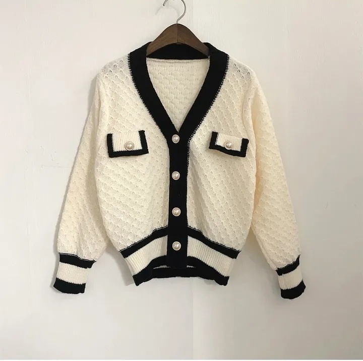 Knitted long sleeve cardigan France style sweater