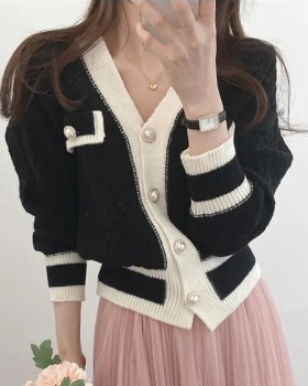 Knitted long sleeve cardigan France style sweater