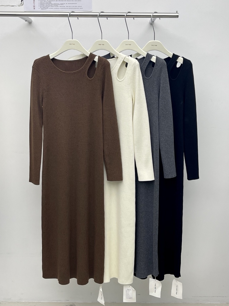 Long knitted sweater dress hollow dress for women