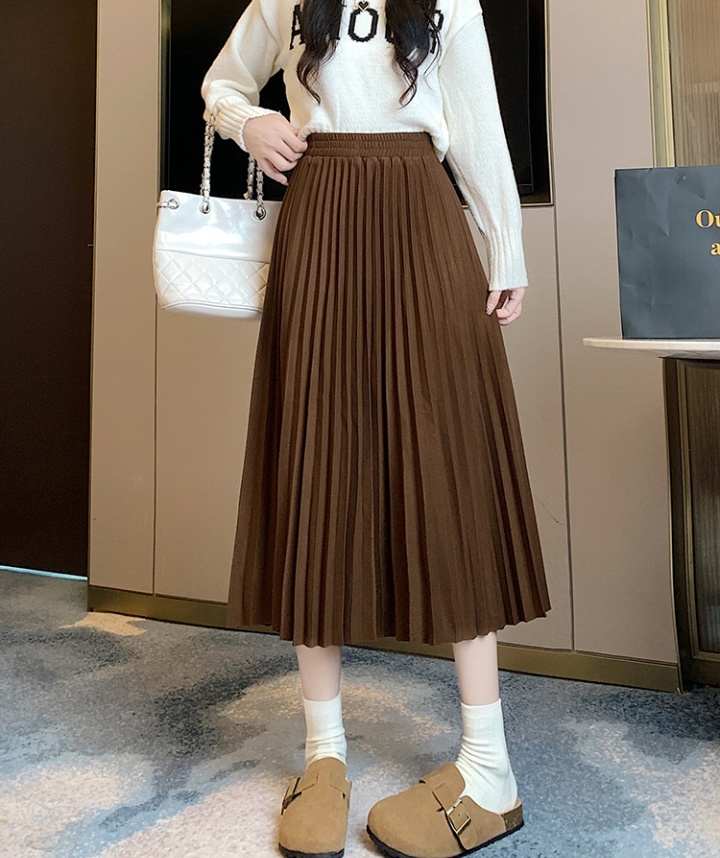 Autumn and winter pleated long skirt slim A-line skirt for women