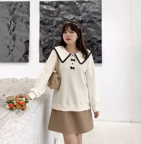 Large yard doll collar tops fat hoodie for women