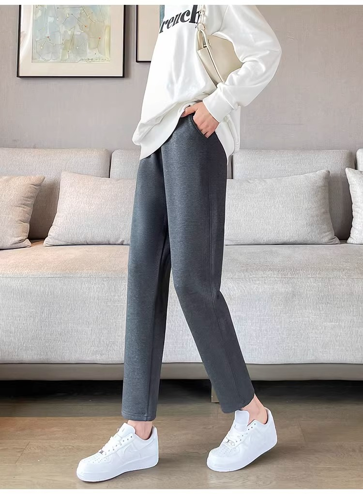 Plus velvet straight pants complex sweatpants for women