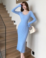 Mermaid pure niche long dress tight knitted V-neck dress