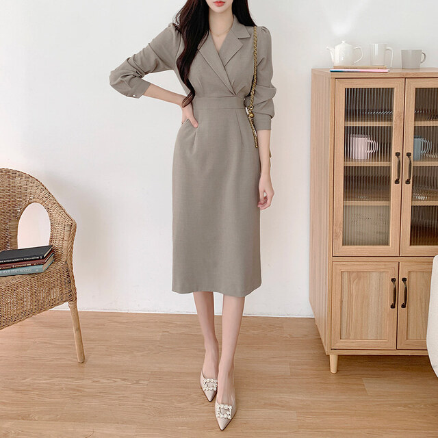 France style bandage business suit lapel dress